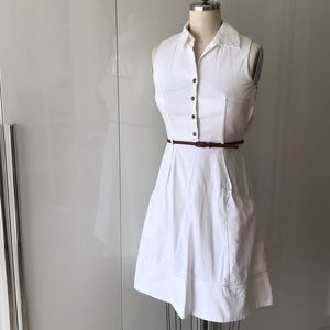 Classic preppy white Cotten belted sundress